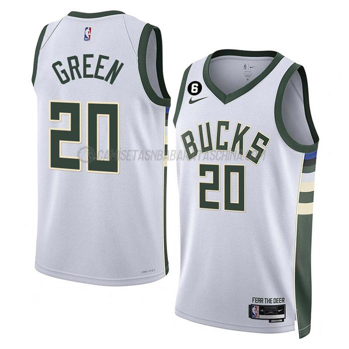 camiseta a.c. green milwaukee bucks de 20 hombre association edition 2023 blanco