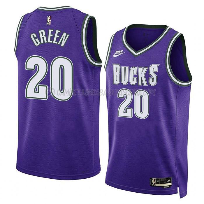 camiseta a.c. green milwaukee bucks de 20 hombre classic edition 2023 púrpura