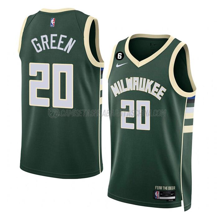 camiseta a.c. green milwaukee bucks de 20 hombre icon edition 2023 verde