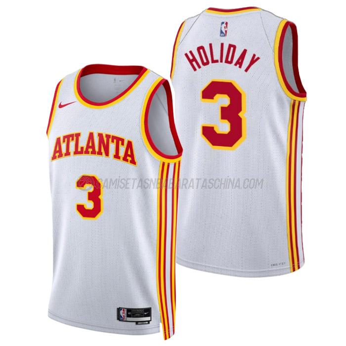 camiseta aaron holiday atlanta hawks de 3 hombre association edition 2023 blanco