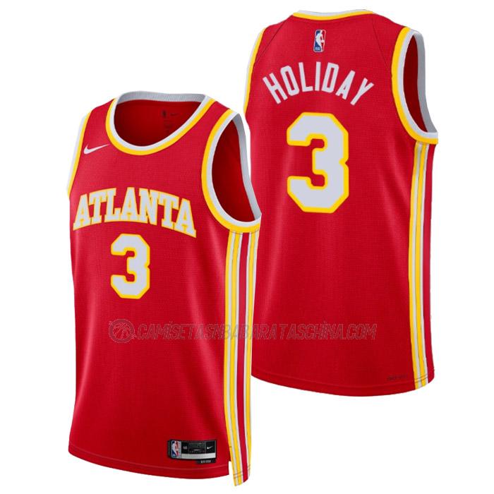 camiseta aaron holiday atlanta hawks de 3 hombre icon edition 2023 rojo