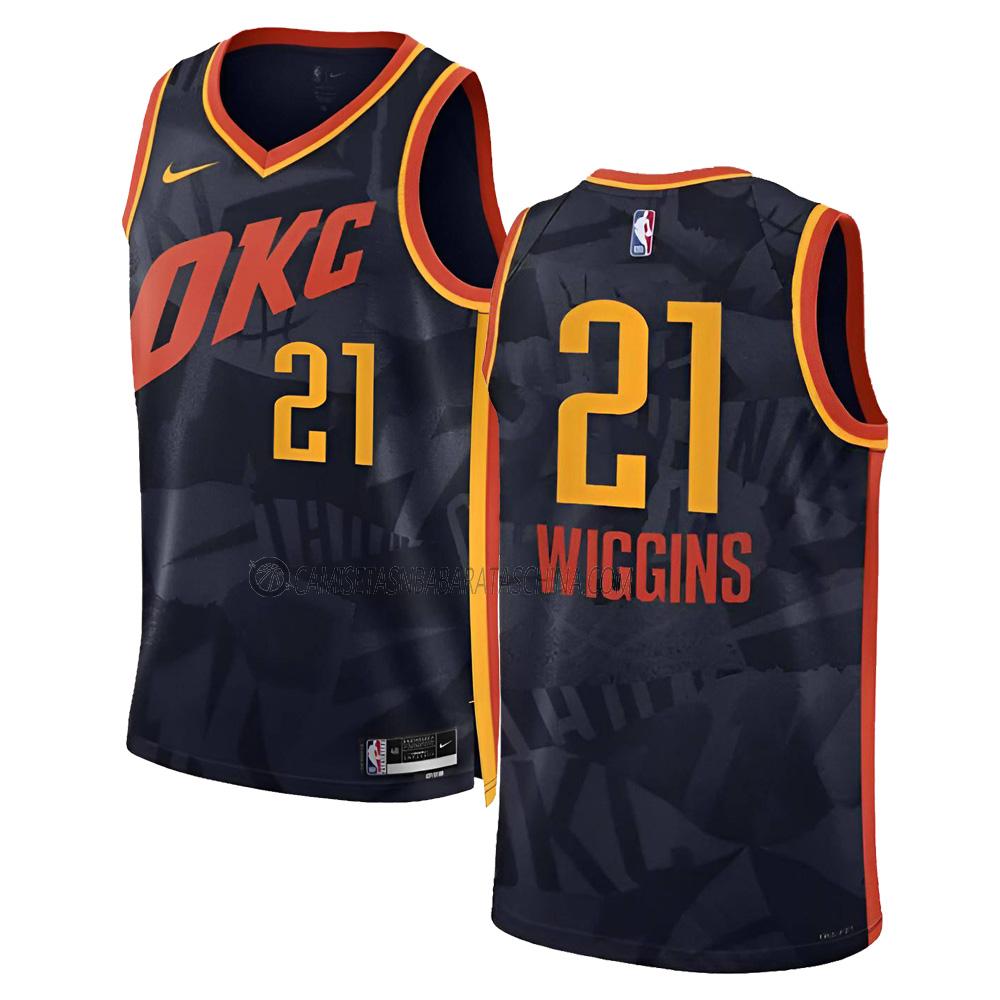 camiseta aaron wiggins oklahoma city thunder de 21 hombre city edition 2023-24 negro