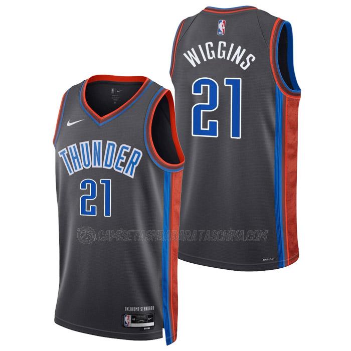 camiseta aaron wiggins oklahoma city thunder de 21 hombre city edition 2023 gris