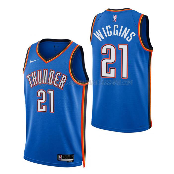 camiseta aaron wiggins oklahoma city thunder de 21 hombre icon edition 2023 azul