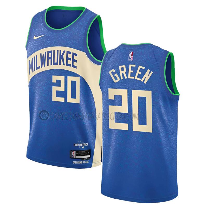 camiseta aj green milwaukee bucks de 20 hombre city edition 2023-24 azul