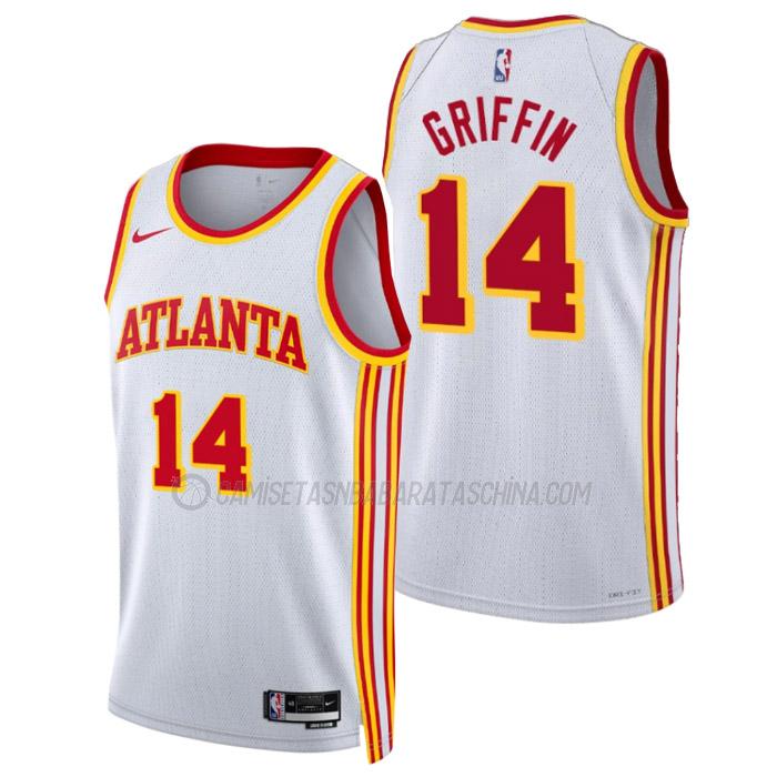 camiseta aj griffin atlanta hawks de 14 hombre association edition 2023 blanco