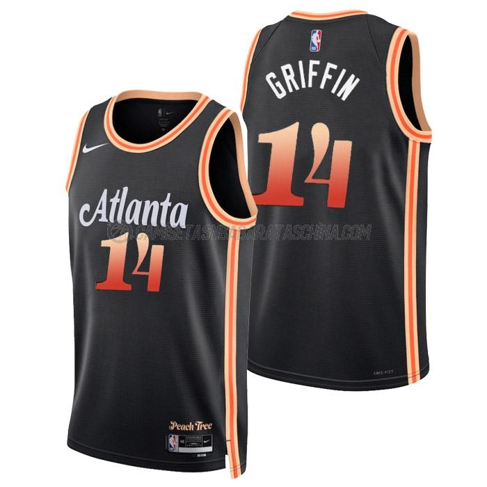 camiseta aj griffin atlanta hawks de 14 hombre city edition 2023 negro