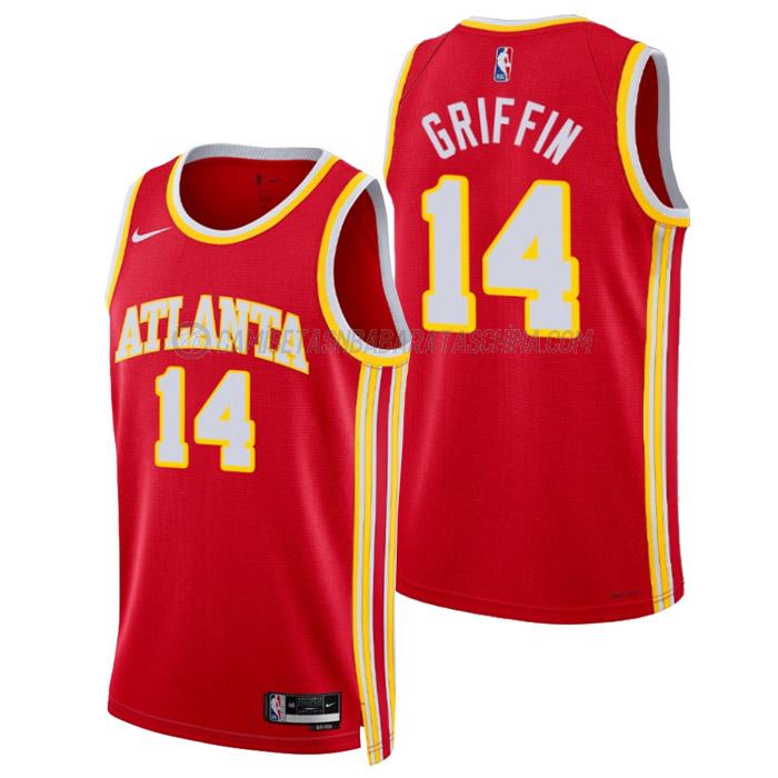 camiseta aj griffin atlanta hawks de 14 hombre icon edition 2023 rojo