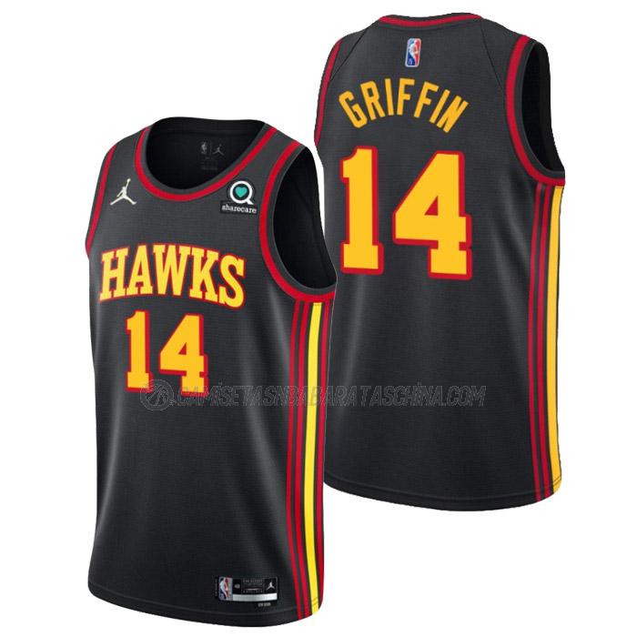 camiseta aj griffin atlanta hawks de 14 hombre statement edition 2023 negro