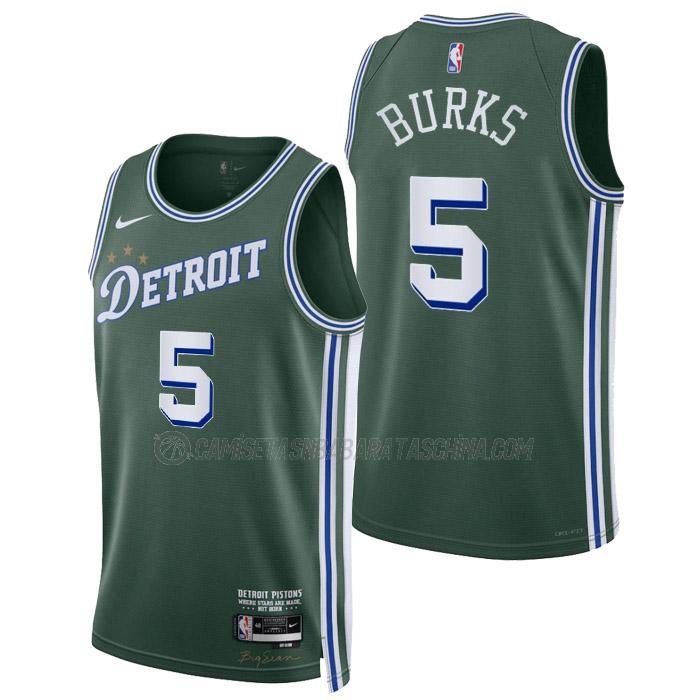 camiseta alec burks detroit pistons de 5 hombre city edition 2023 verde