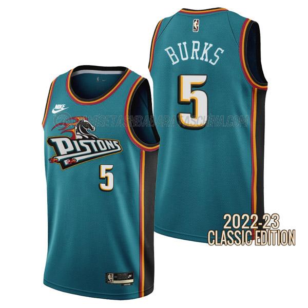 camiseta alec burks detroit pistons de 5 hombre classic edition 2023 verde azulado