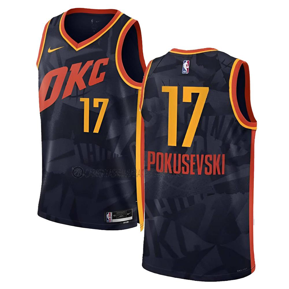 camiseta aleksej pokusevski oklahoma city thunder de 17 hombre city edition 2023-24 negro