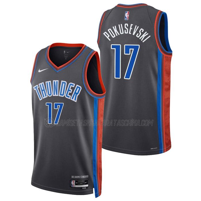 camiseta aleksej pokusevski oklahoma city thunder de 17 hombre city edition 2023 gris