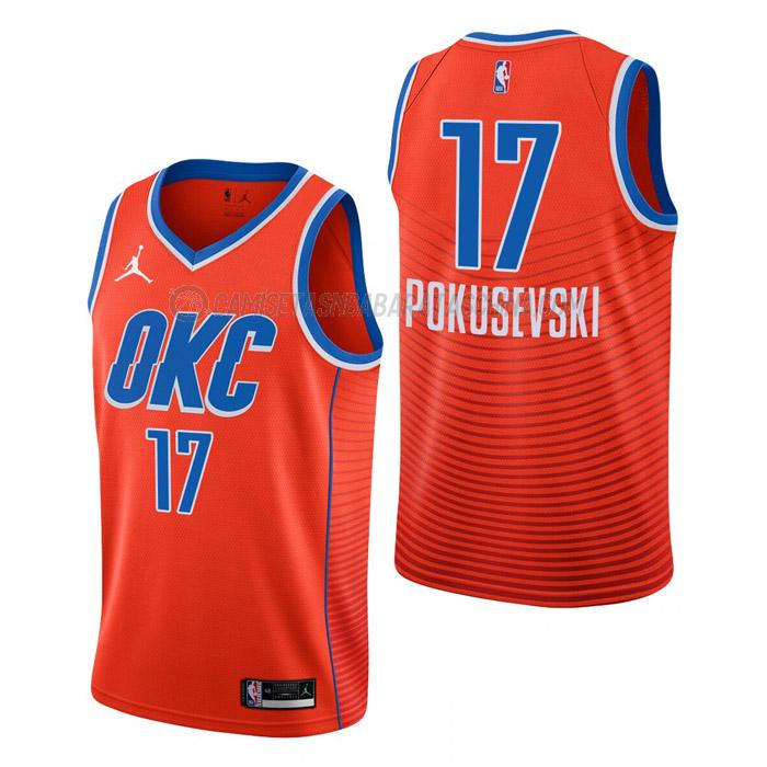 camiseta aleksej pokusevski oklahoma city thunder de 17 hombre statement edition 2023 naranja