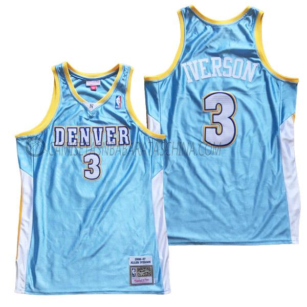 camiseta allen iverson denver nuggets de 3 hombre 23210b50 azul