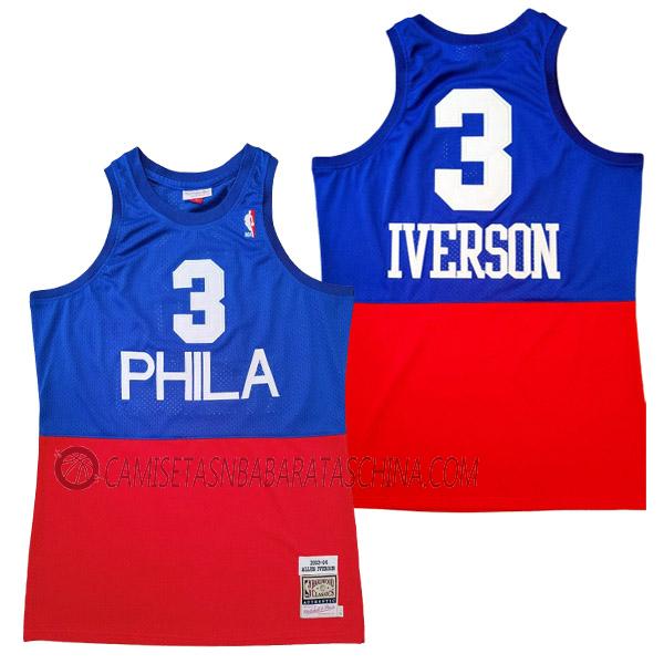 camiseta allen iverson philadelphia 76ers de 3 hombre 23210b44 azul rojo