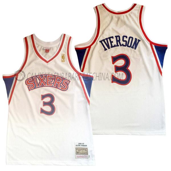 camiseta allen iverson philadelphia 76ers de 3 hombre 23210b45 blanco