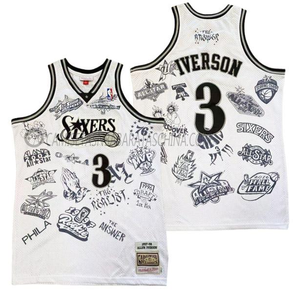 camiseta allen iverson philadelphia 76ers de 3 hombre 23210b51 blanco