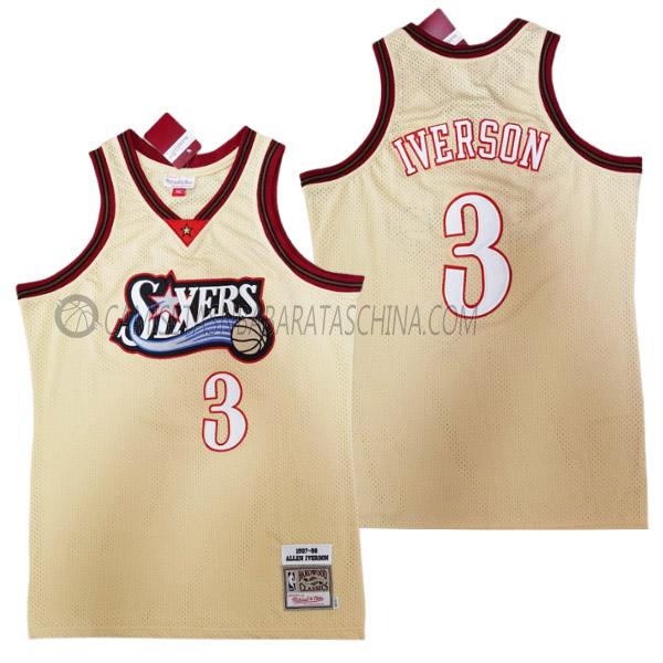 camiseta allen iverson philadelphia 76ers de 3 hombre 23210b53 oro