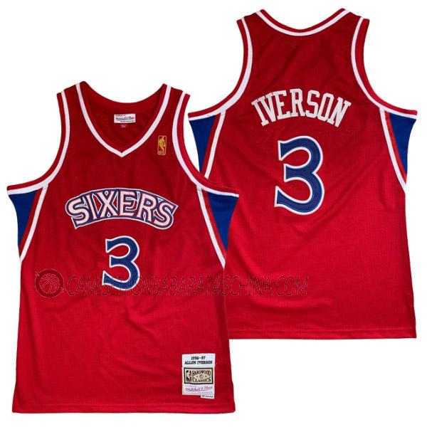 camiseta allen iverson philadelphia 76ers de 3 hombre 23210b55 rojo