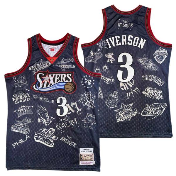 camiseta allen iverson philadelphia 76ers de 3 hombre 23210b60 negro