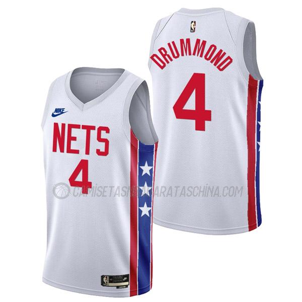 camiseta andre drummond brooklyn nets de 4 hombre classic edition 2023 blanco