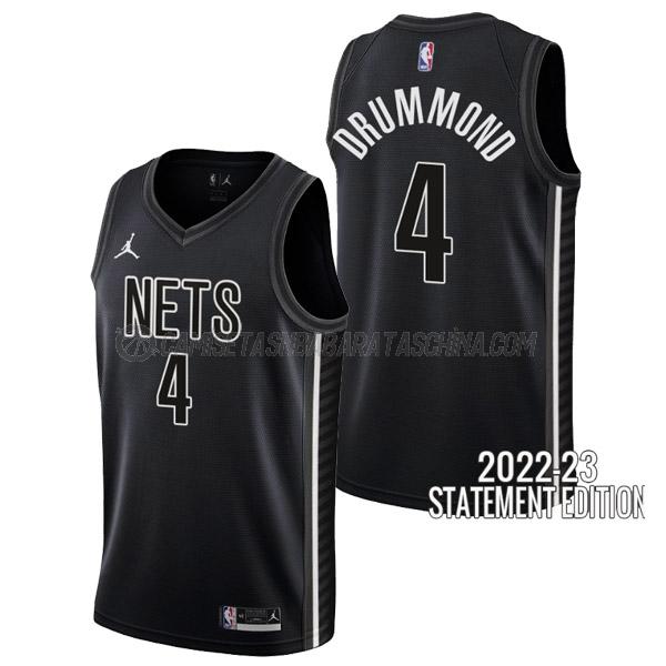 camiseta andre drummond brooklyn nets de 4 hombre statement edition 2023 negro