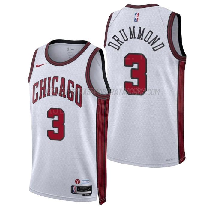 camiseta andre drummond chicago bulls de 3 hombre city edition 2023 blanco