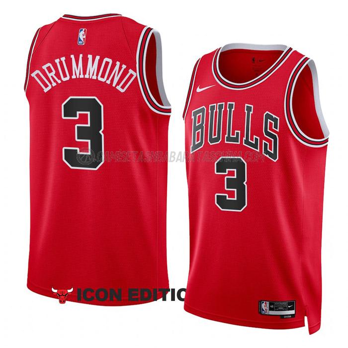 camiseta andre drummond chicago bulls de 3 hombre icon edition 2023 rojo