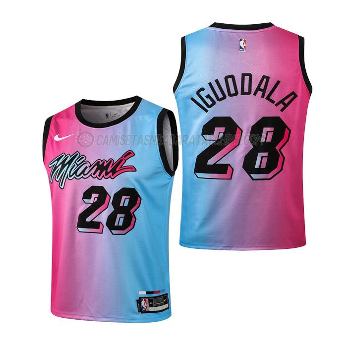 camiseta andre iguodala miami heat de 28 niños city edition 2021 rosa