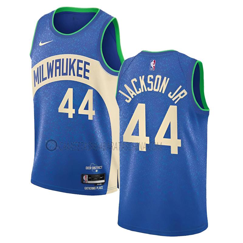 camiseta andre jackson jr milwaukee bucks de 44 hombre city edition 2023-24 azul