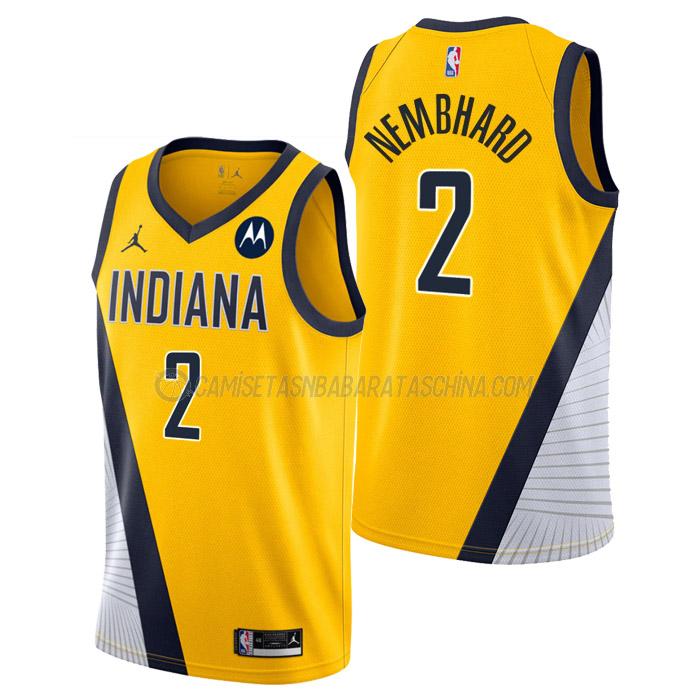 camiseta andrew nembhard indiana pacers de 2 hombre statement edition 2023 amarillo