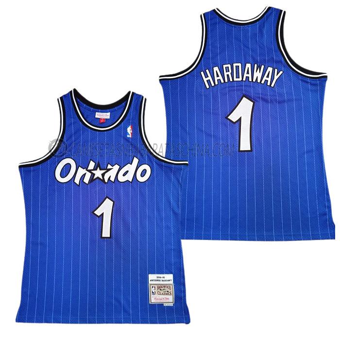 camiseta anfernee hardaway orlando magic de 1 hombre retro azul