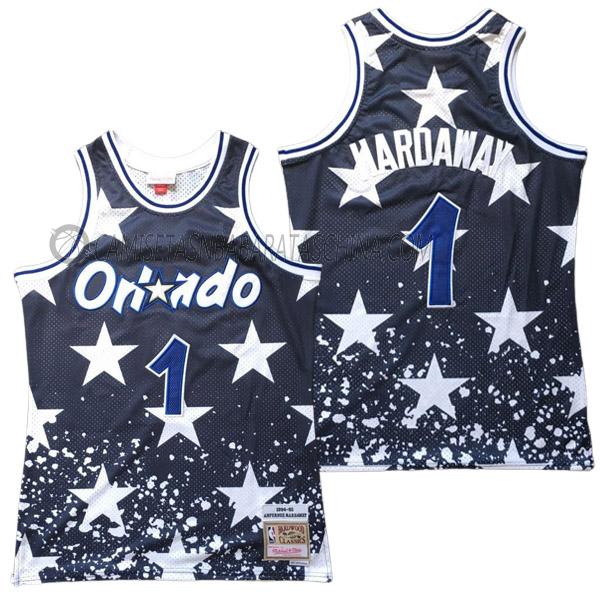 camiseta anfernee hardaway orlando magic de 1 hombre retro azul marino