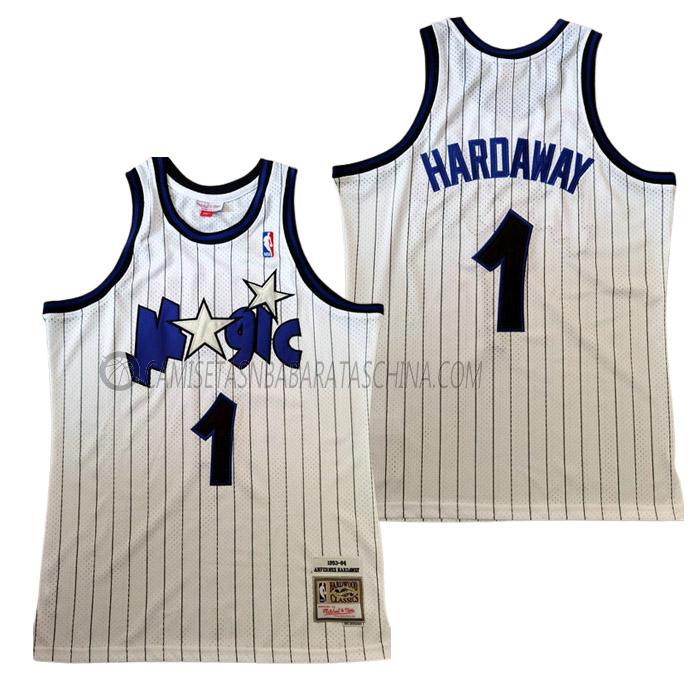 camiseta anfernee hardaway orlando magic de 1 hombre retro blanco