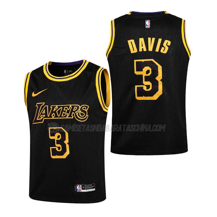 camiseta anthony davis los angeles lakers de 3 niños earned edition 2021 negro