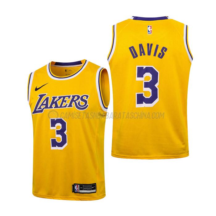 camiseta anthony davis los angeles lakers de 3 niños icon edition 2023 amarillo