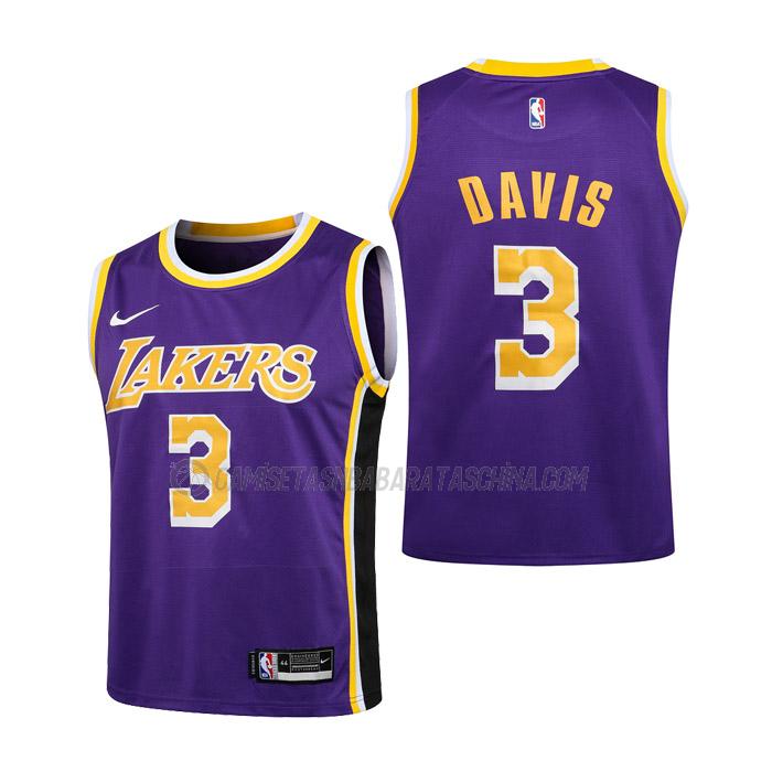 camiseta anthony davis los angeles lakers de 3 niños statement edition 2020 púrpura