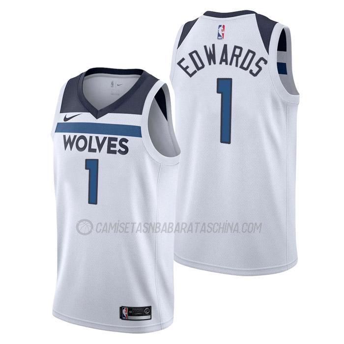 camiseta anthony edwards minnesota timberwolves de 1 hombre association edition 2023 blanco