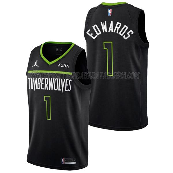 camiseta anthony edwards minnesota timberwolves de 1 hombre statement edition 2023 negro