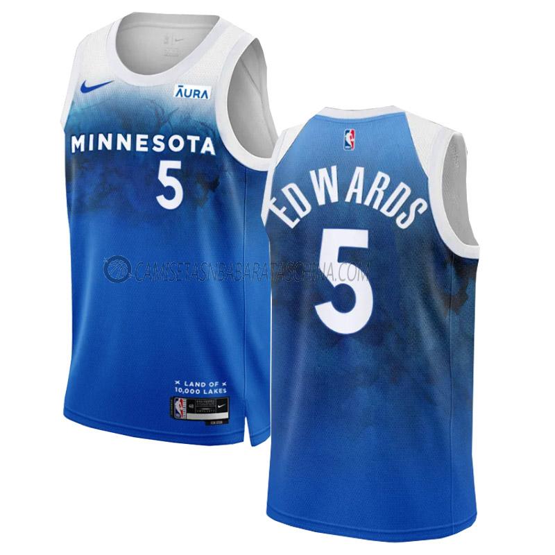 camiseta anthony edwards minnesota timberwolves de 5 hombre city edition 2023-24 azul