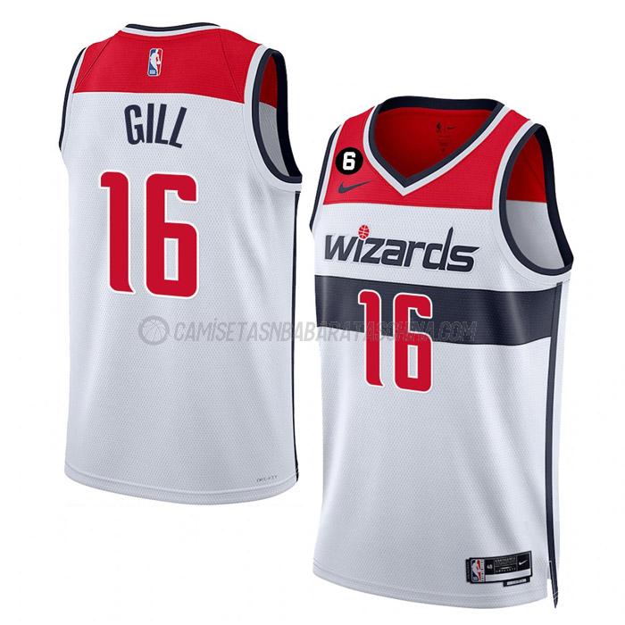 camiseta anthony gill washington wizards de 16 hombre association edition 2023 blanco