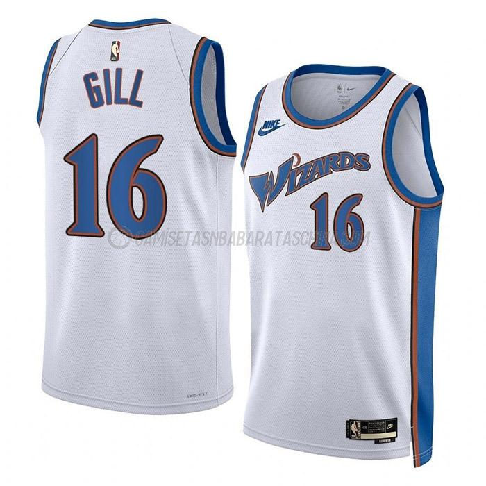 camiseta anthony gill washington wizards de 16 hombre classic edition 2023 blanco