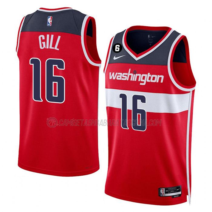 camiseta anthony gill washington wizards de 16 hombre icon edition 2023 rojo