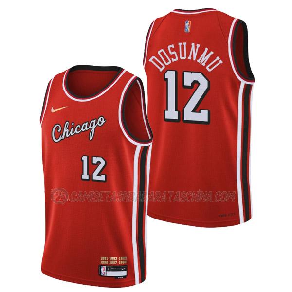 camiseta ayo dosunmu chicago bulls de 12 hombre city edition 2022 rojo