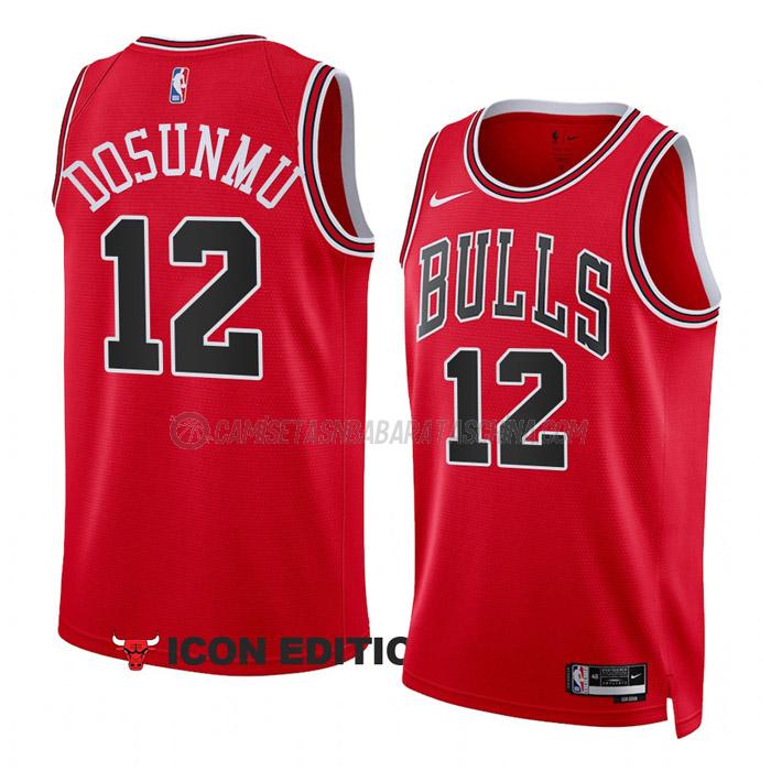 camiseta ayo dosunmu chicago bulls de 12 hombre icon edition 2023 rojo