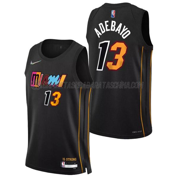 camiseta bam adebayo miami heat de 13 hombre city edition 2022 negro