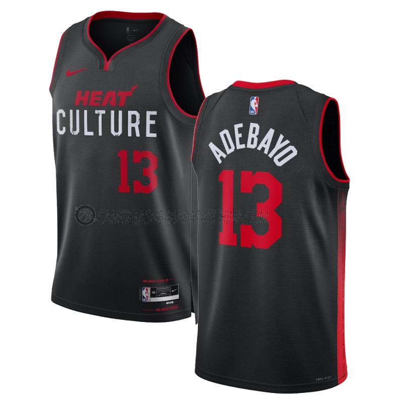 camiseta bam adebayo miami heat de 13 hombre city edition 2023-24 negro