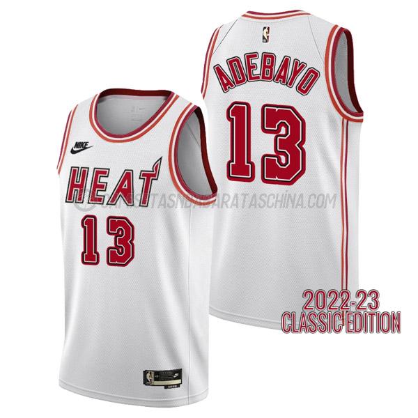 camiseta bam adebayo miami heat de 13 hombre classic edition 2023 blanco