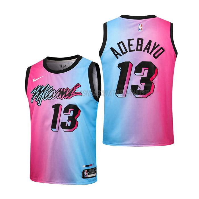 camiseta bam adebayo miami heat de 13 niños city edition 2021 rosa